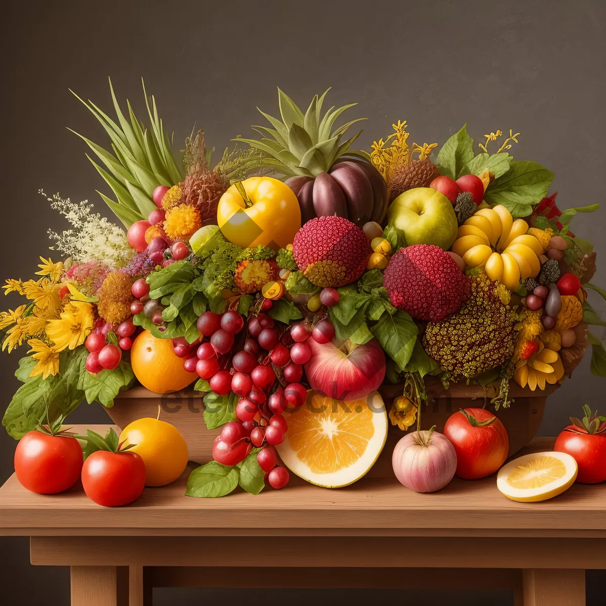 Picture of Assorted Fresh Fruits in a Basket