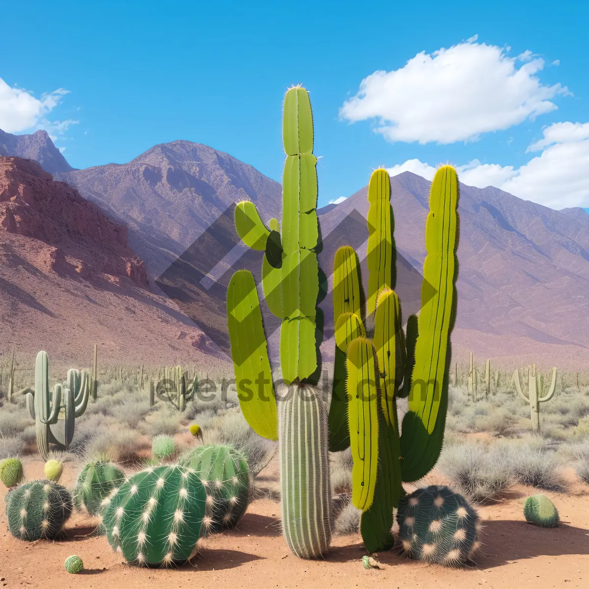 Picture of Desert Serenity: Saguaro Cactus in Majestic Landscape