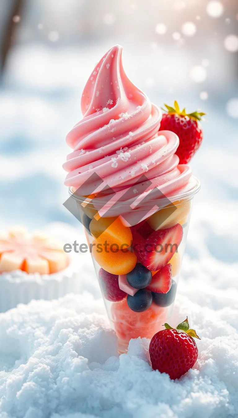 Picture of Colorful Berry Ice Cream Cone Dessert