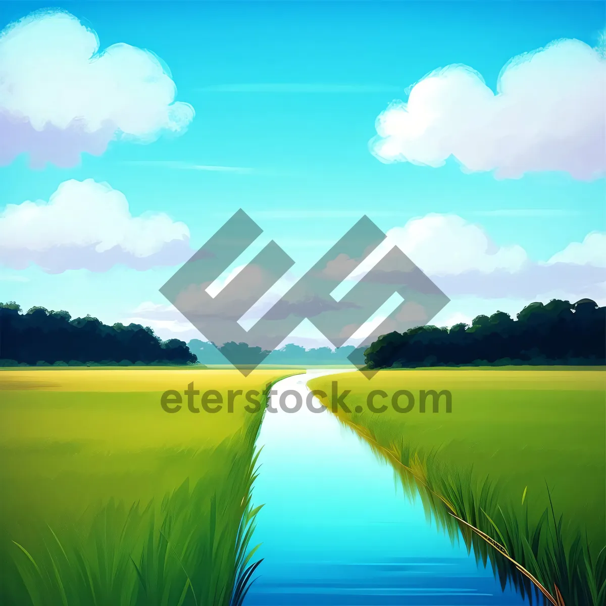 Picture of Vibrant Sky over Meadow: A Colorful Landscape