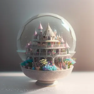 Transparent Glass Globe on Porcelain China Bowl