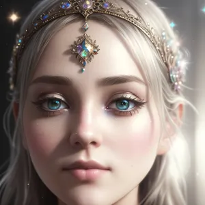 Pretty Doll with Crown: Fashionable Makeup and Cute Smile