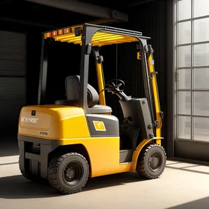 Industrial Forklift Truck on Warehouse Floor