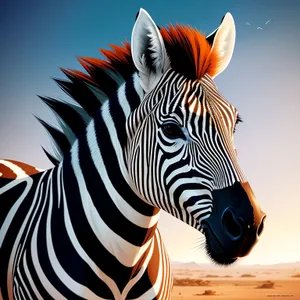 Wild Zebra in African Safari Grassland