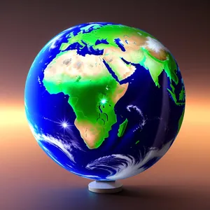 Global View: 3D Earth Sphere with Continents