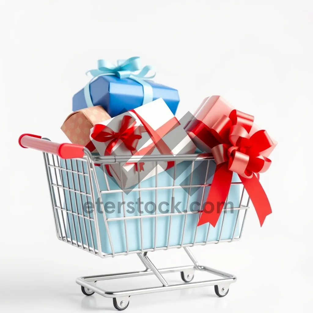 Picture of 3D supermarket shopping basket for customers.