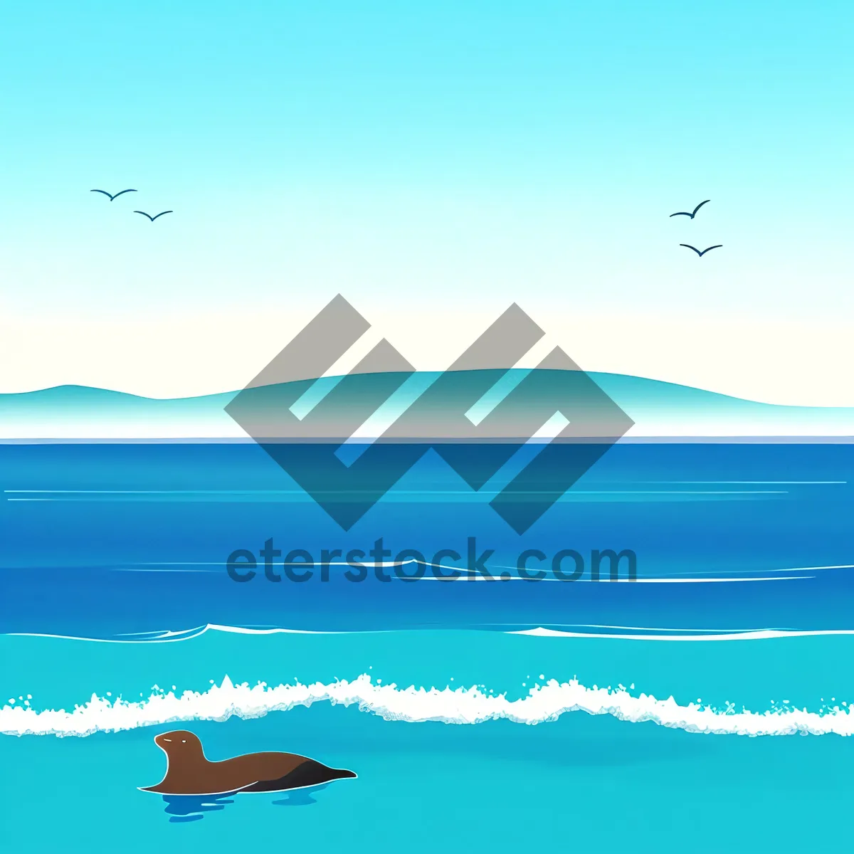 Picture of Idyllic Summer Sky with Waves, Jet, and Clouds