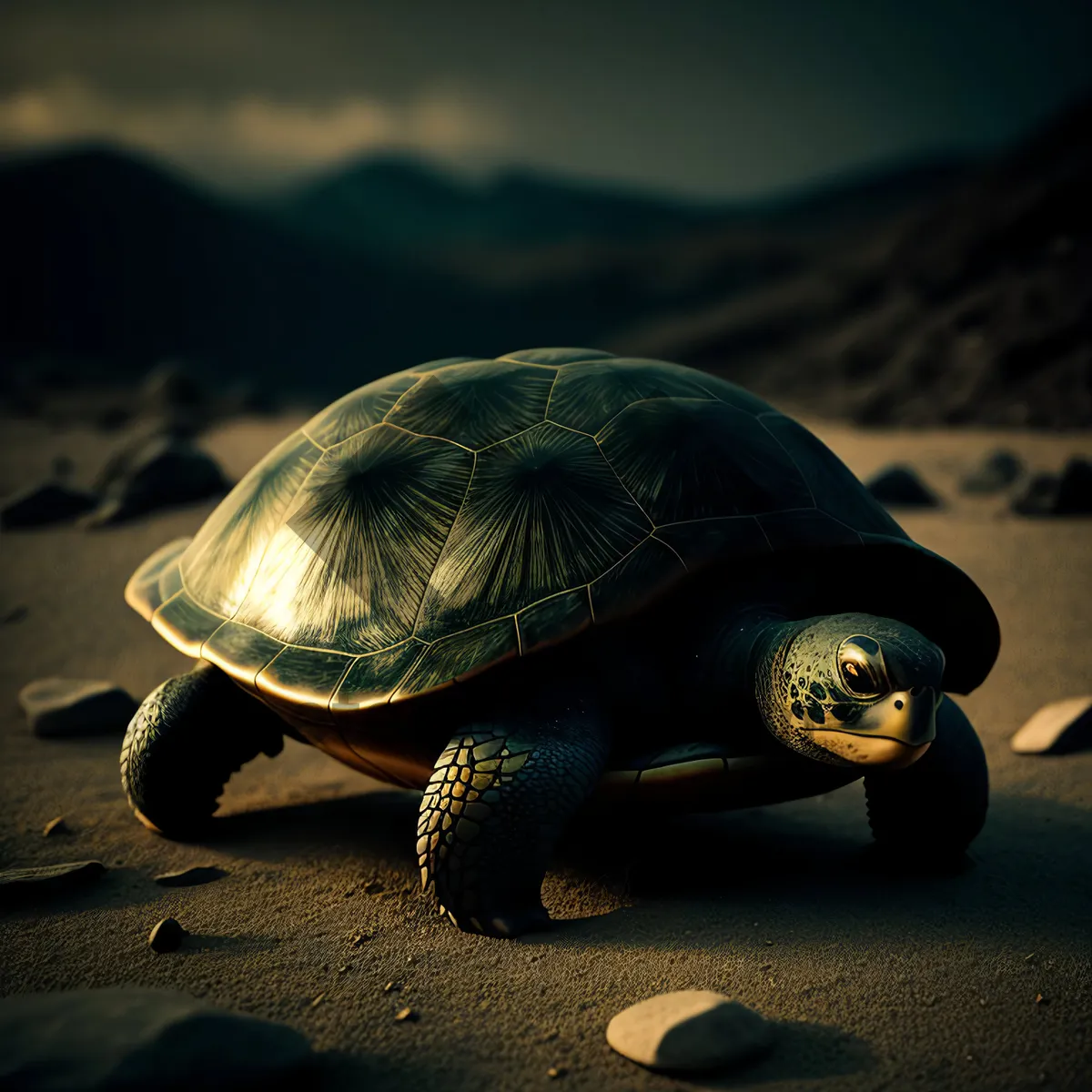 Picture of Slow and steady land-dwelling creature with a hard shell - Terrapin