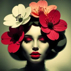 Artistic Lady with Stylish Flower Hairpiece