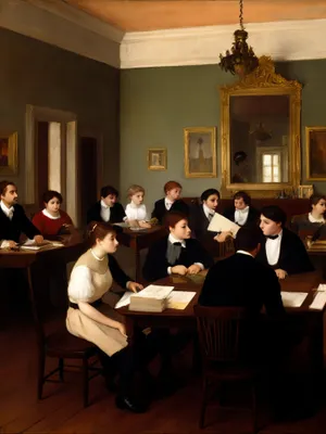 Corporate team meeting in cozy restaurant interior.