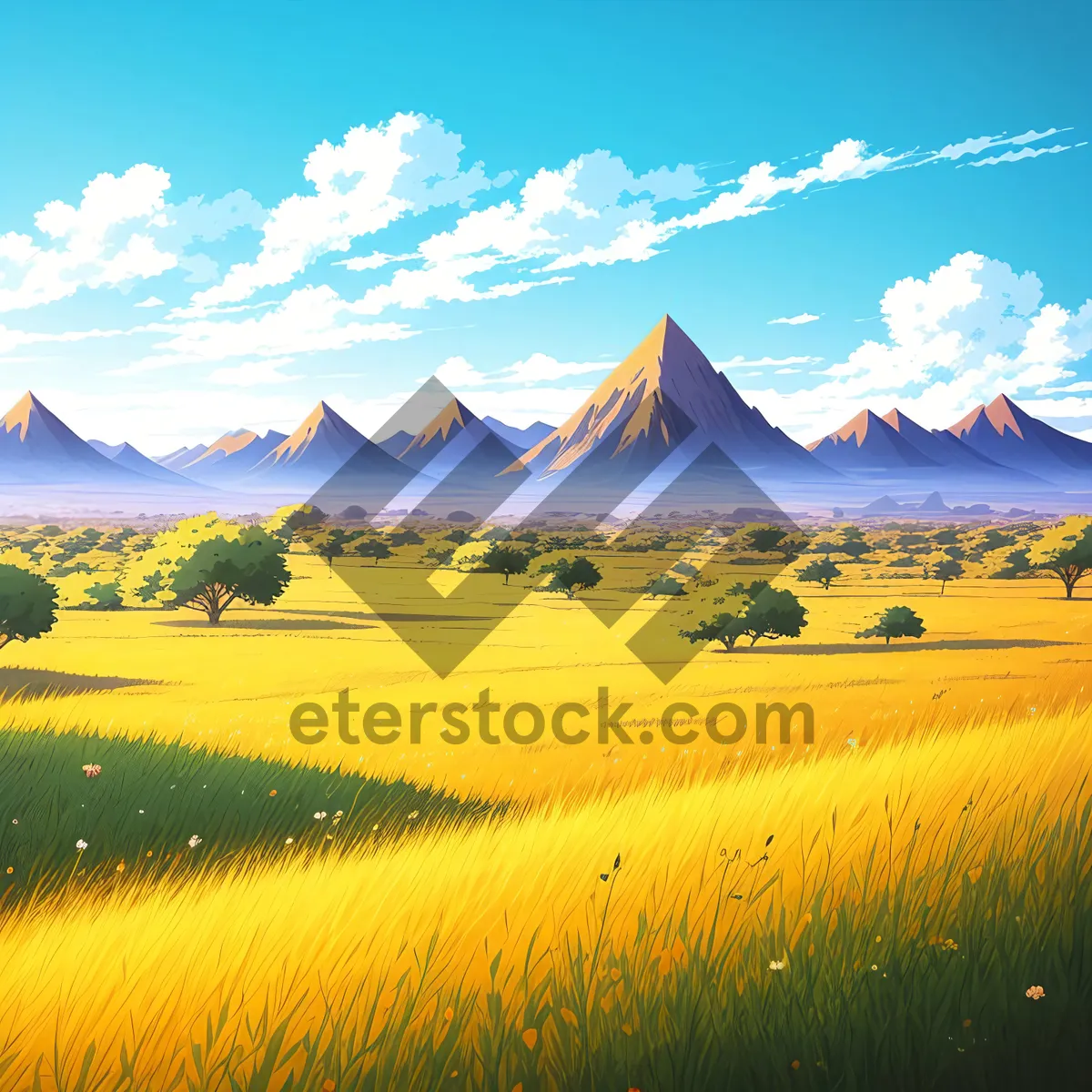 Picture of Sunset Over Rural Meadow: Captivating Horizon in Summer