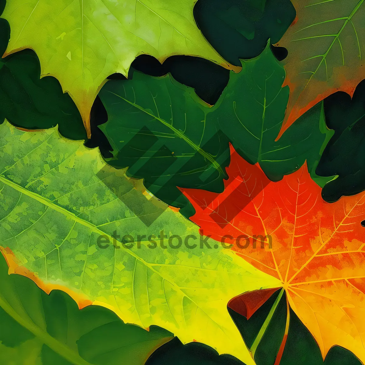 Picture of Vibrant Autumn Foliage in a Colorful Maple Forest