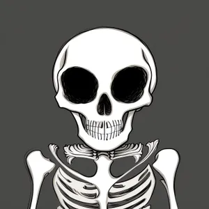 Cartoon Pirate Skull in Horrifying Human Skeleton Drawing
