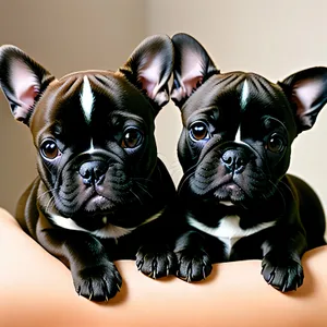 Cute Bulldog Puppy with Wrinkles and Funny Mask