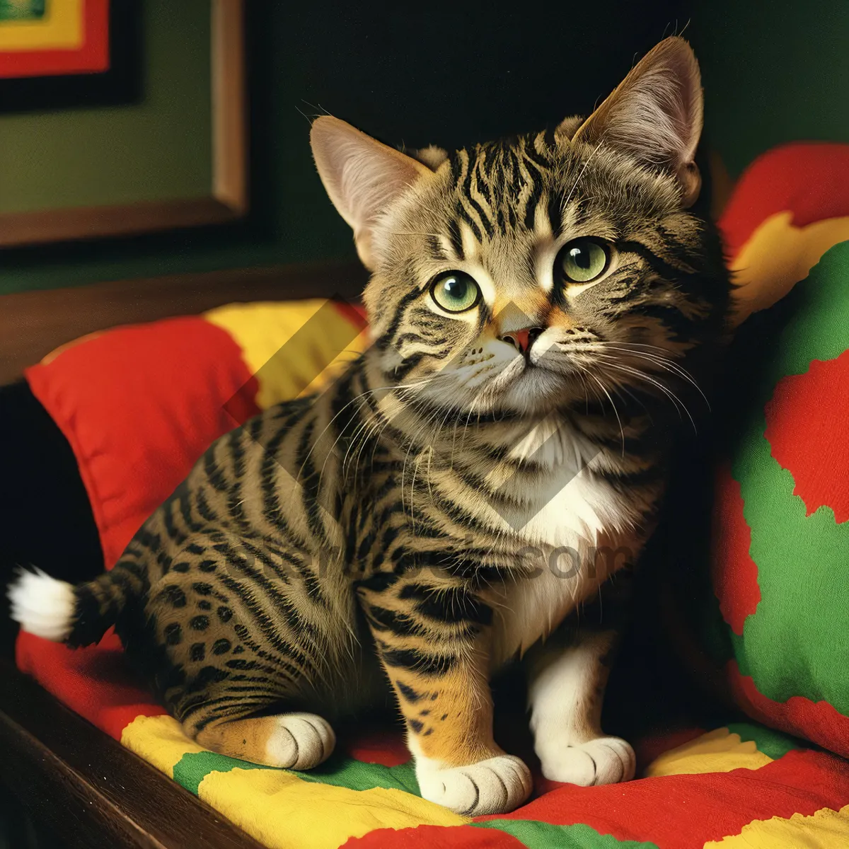 Picture of Adorable gray tabby kitten with whiskers and whisker