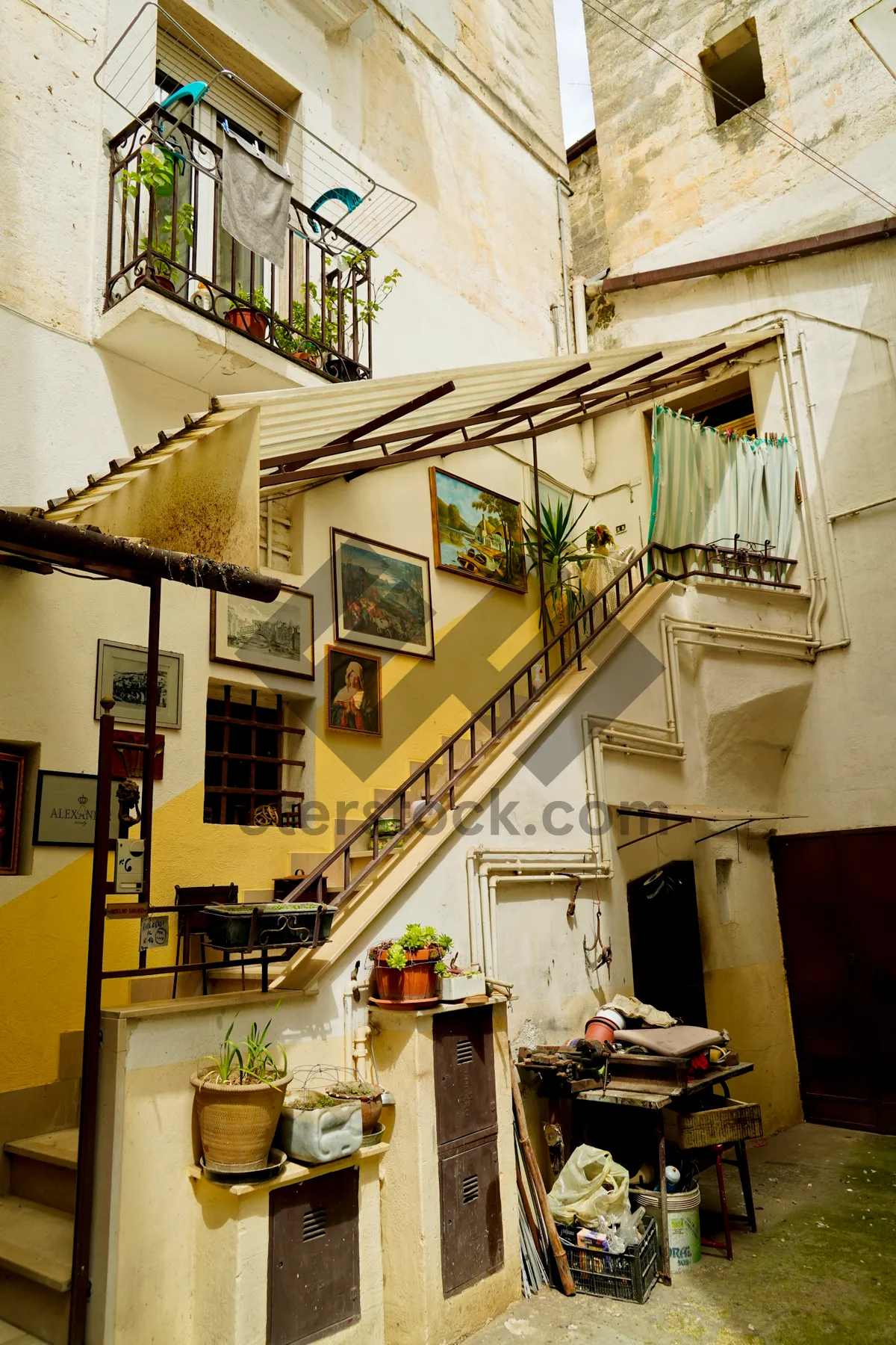 Picture of Old City Architecture with Urban Balconies overlooking Plaza