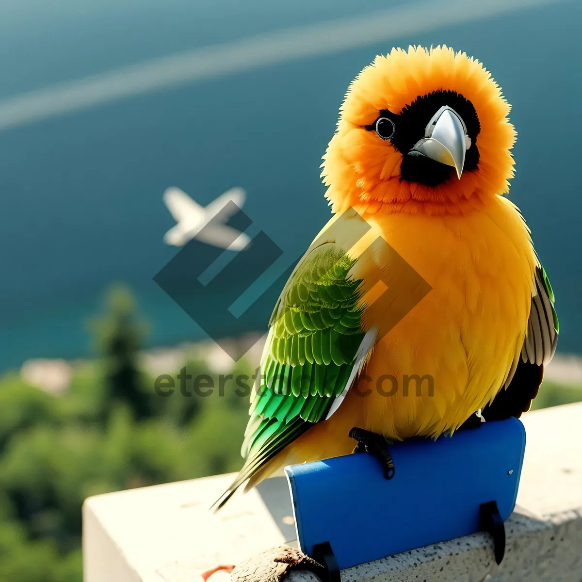 Picture of Vibrant Macaw Perched With Tropical Feathers