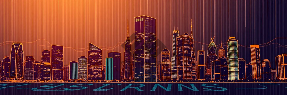 Picture of Modern urban skyscraper tower in city financial district at night