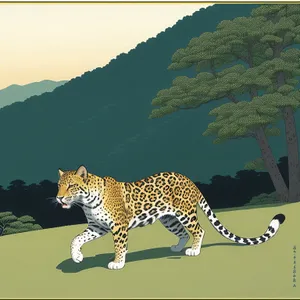 Wild Leopard Stalking Through Grass