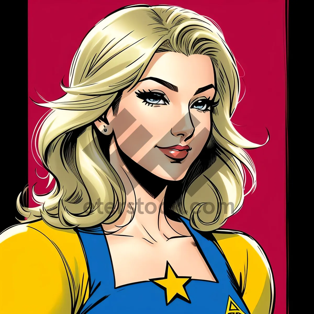 Picture of Sexy Coquette with Cute Haircut: Fashionable Cartoon Lady Model