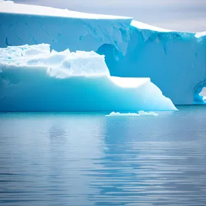 Glacial Summer Serenity: Majestic Iceberg on Tropical Beach