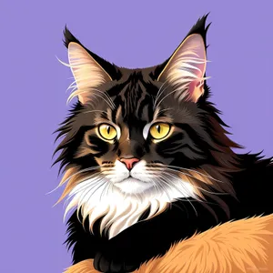Curious Cat with Fluffy Gray Fur and Whiskers