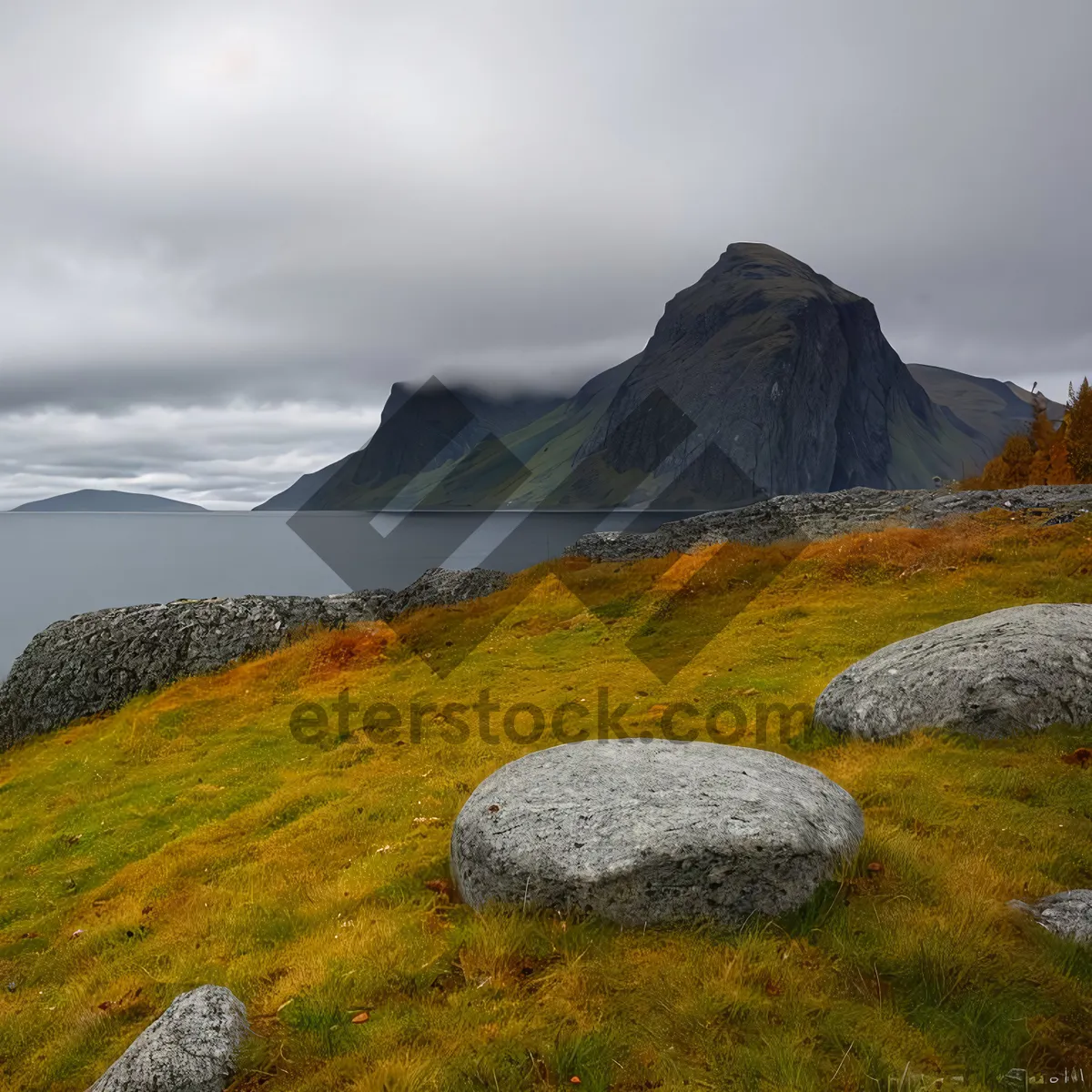 Picture of Scenic Highland Lake amidst Majestic Mountains