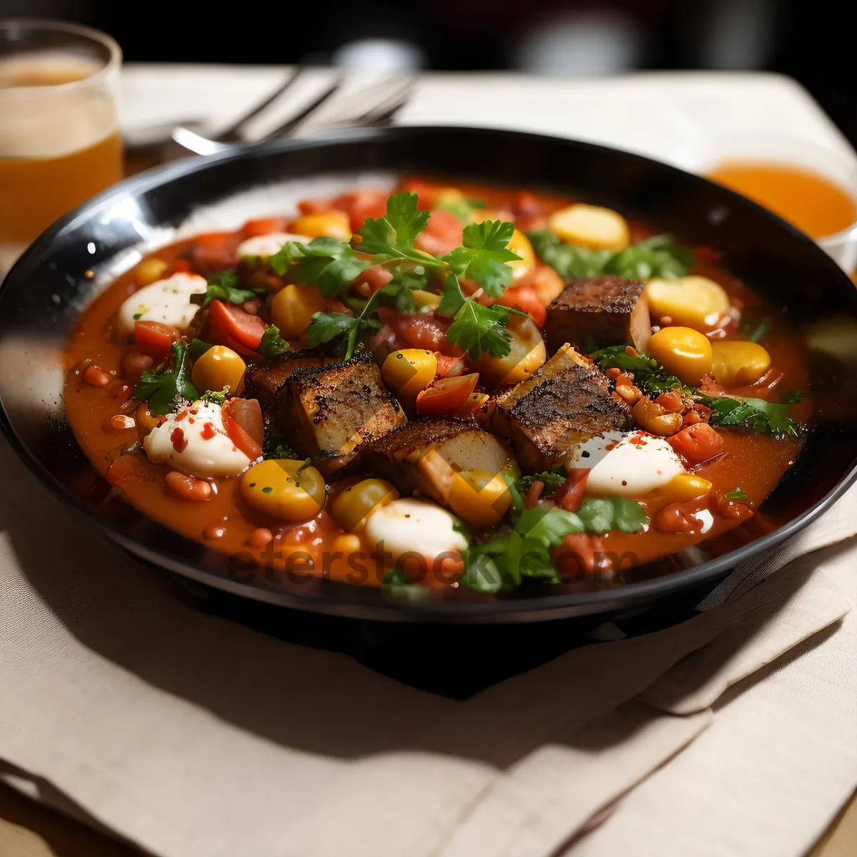 Picture of Vegetarian Chickpea Stew with Fresh Vegetables and Spices