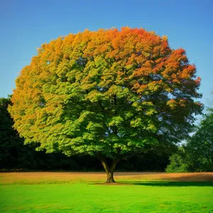 Vibrant Autumn Foliage in Serene Park