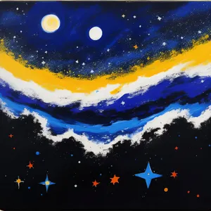 Bright Glass Bowl with Moon and Stardust Pattern