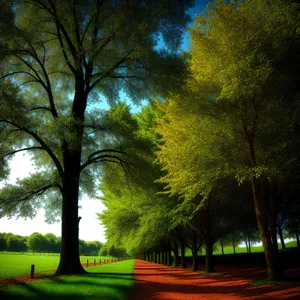 Serene Autumn Path through Wooded Park