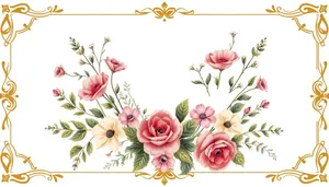 Floral Swirls and Tulip Design Wallpaper.