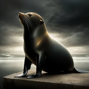 Arctic Marine Life: Playful Seal on a Beach