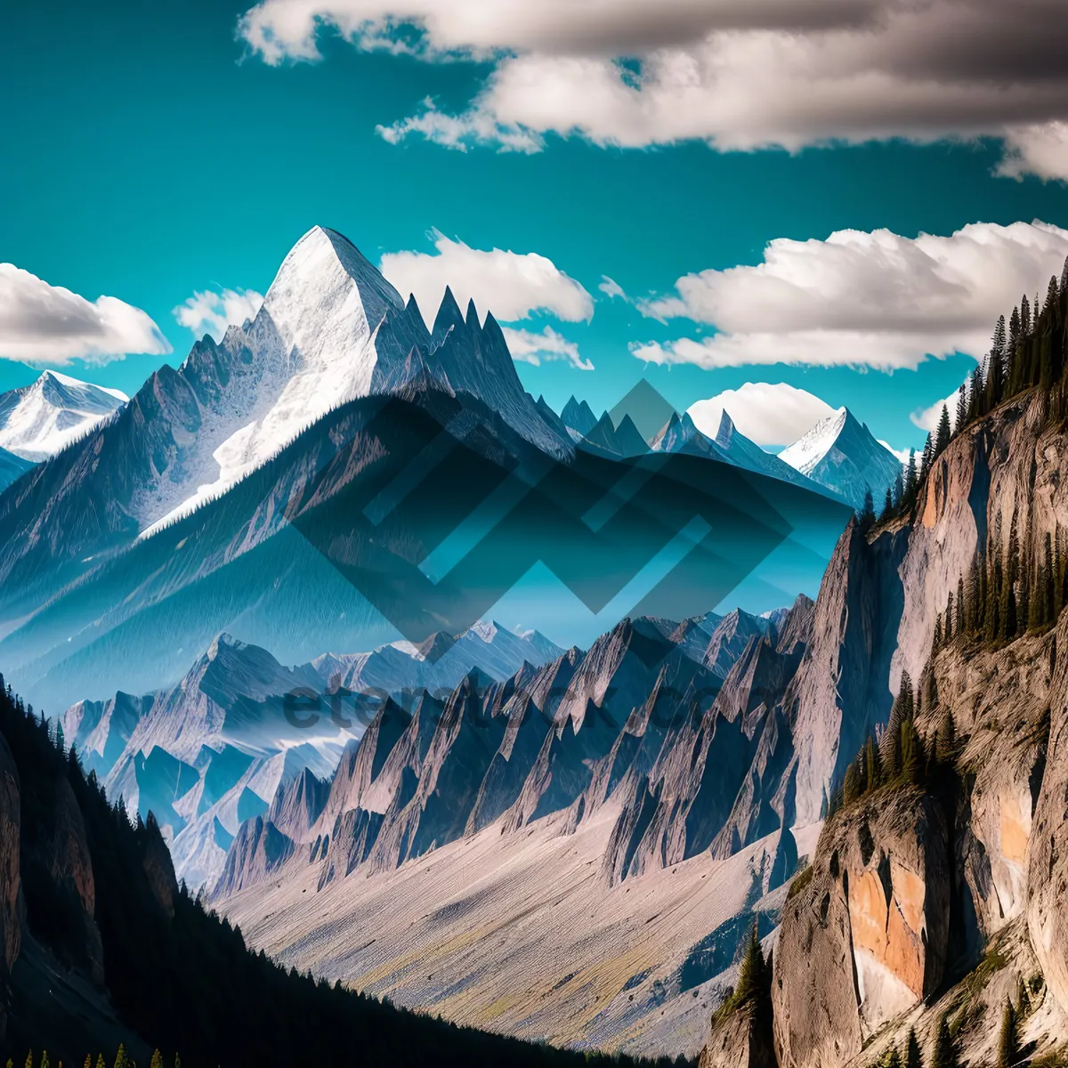 Picture of Majestic Glacier Peaks: A Breathtaking Winter Landscape