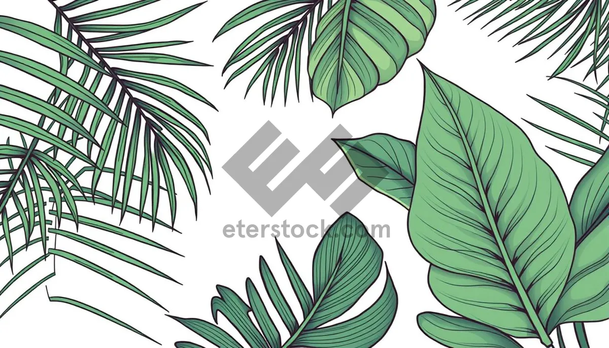 Picture of Silhouette floral pattern design element with leaf branch