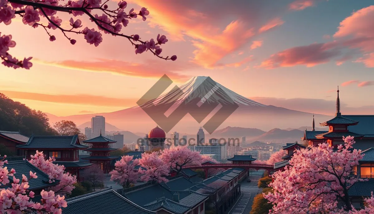 Picture of Majestic Mount Fuji in Japan at sunset