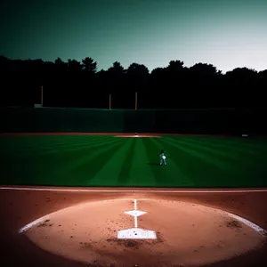 Baseball equipment on grassy home plate