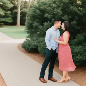 Happy couple enjoying summer day at the park