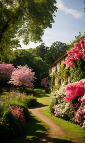 Flower-filled Park Landscape in Summer Bloom