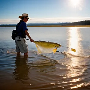 Man Paddling in Ocean Waves on Beach