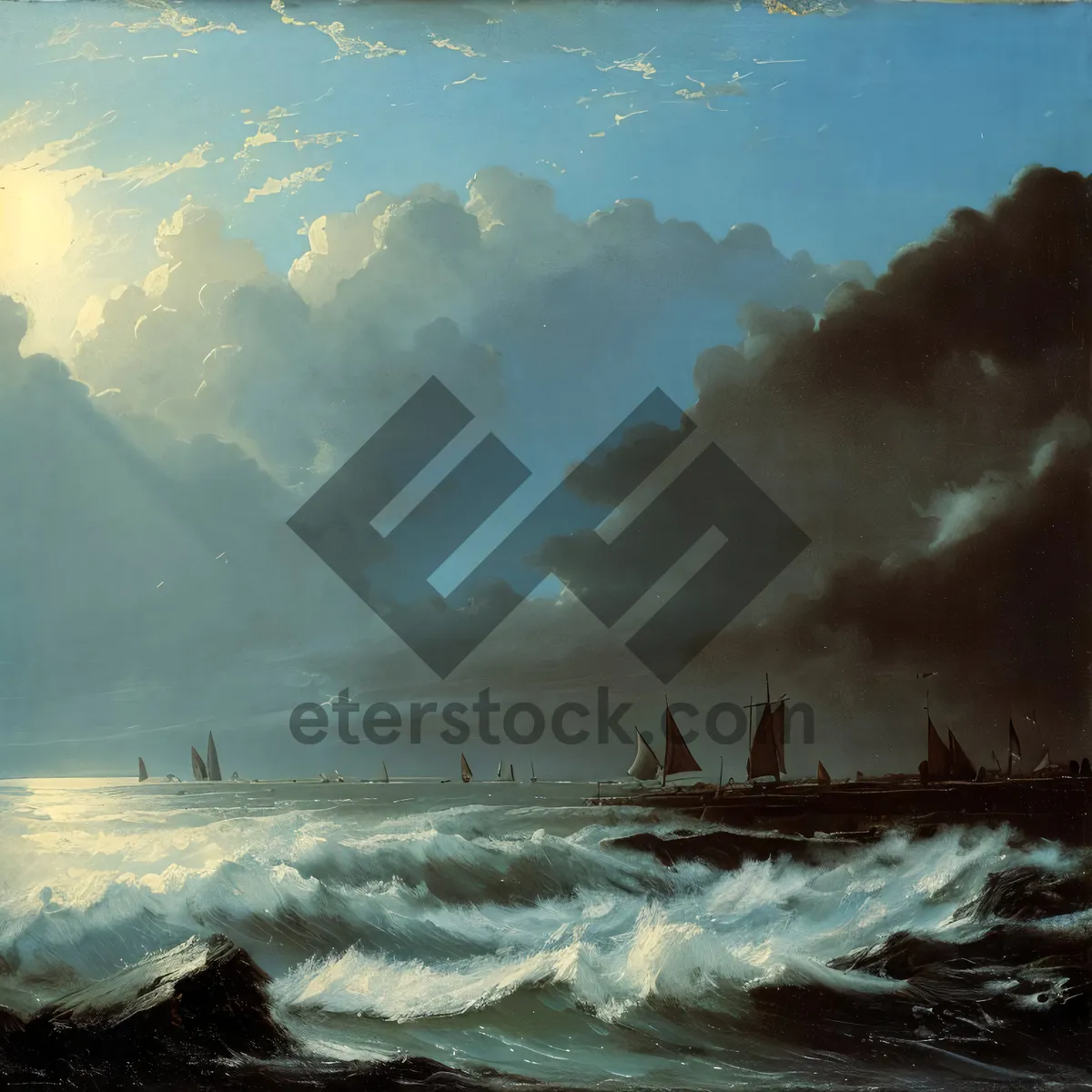 Picture of Serene Sunset Over Coastal Shipwreck