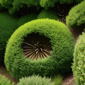 Botanical Delight: Vibrant Cactus Flower in Herb Maze