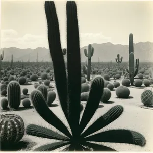 Desert Skyline: Majestic Saguaro amidst Cacti Landscape