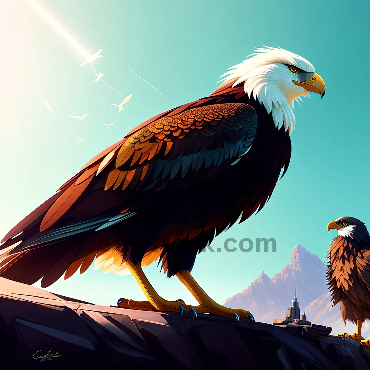 Picture of Majestic Hunter: Bald Eagle Soaring with Piercing Gaze