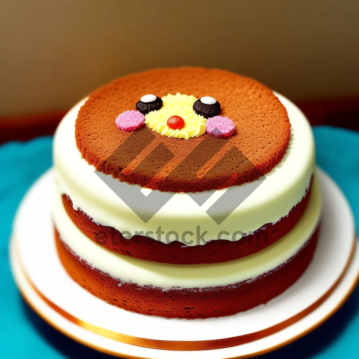 Picture of Pink Cupcake with Chocolate Icing and Fruit Garnish