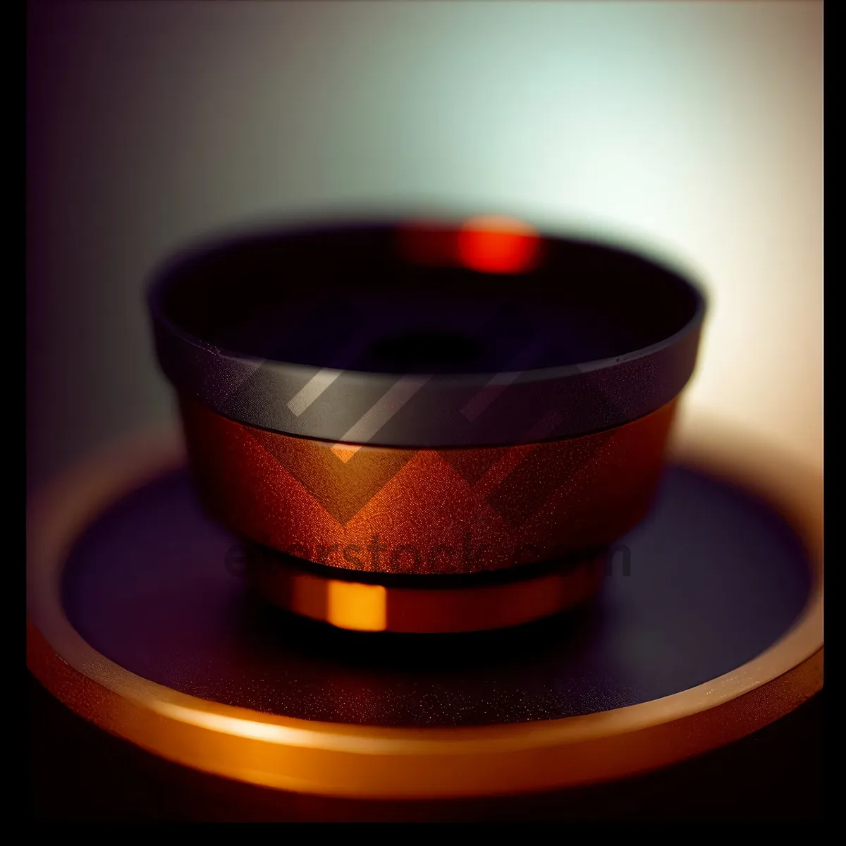 Picture of Hot Dark Coffee in Black Cup with Flame