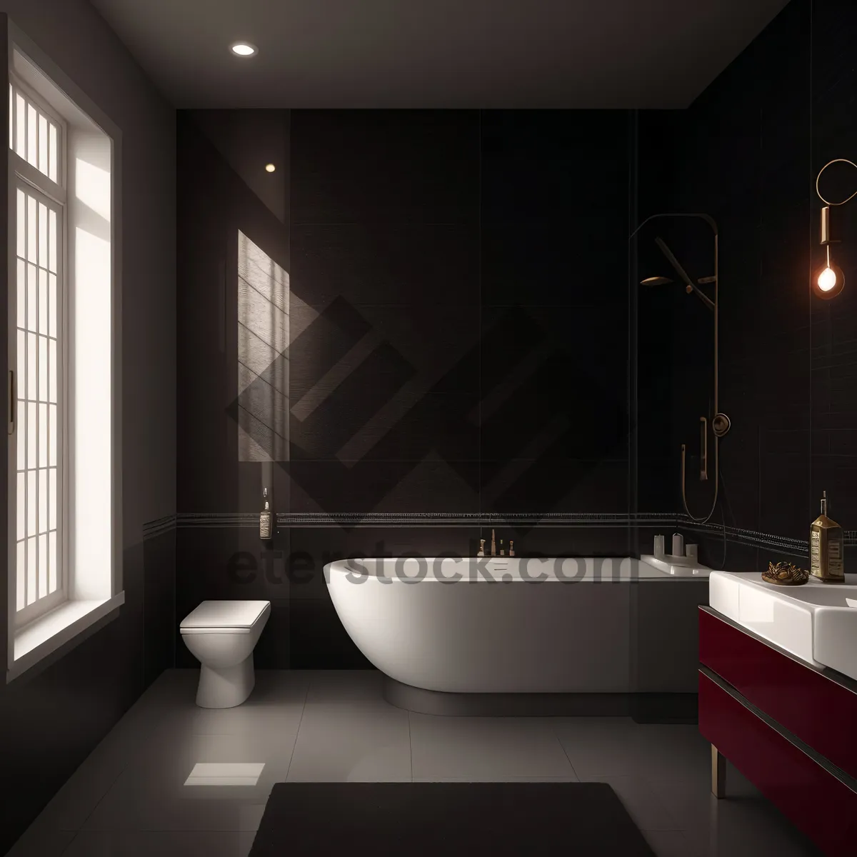 Picture of Modern Bathroom with Luxury Bathtub and Stylish Decor