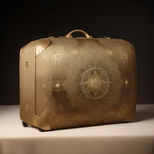 Vintage Leather Brown Briefcase Bag and Retro Toaster in Antique Kitchen Container