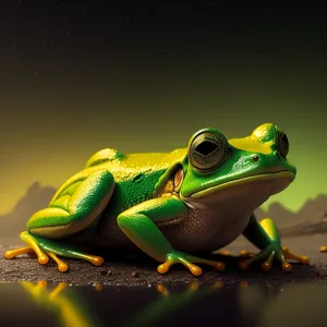 Colorful Eyed Tree Frog in Wildlife Abstraction