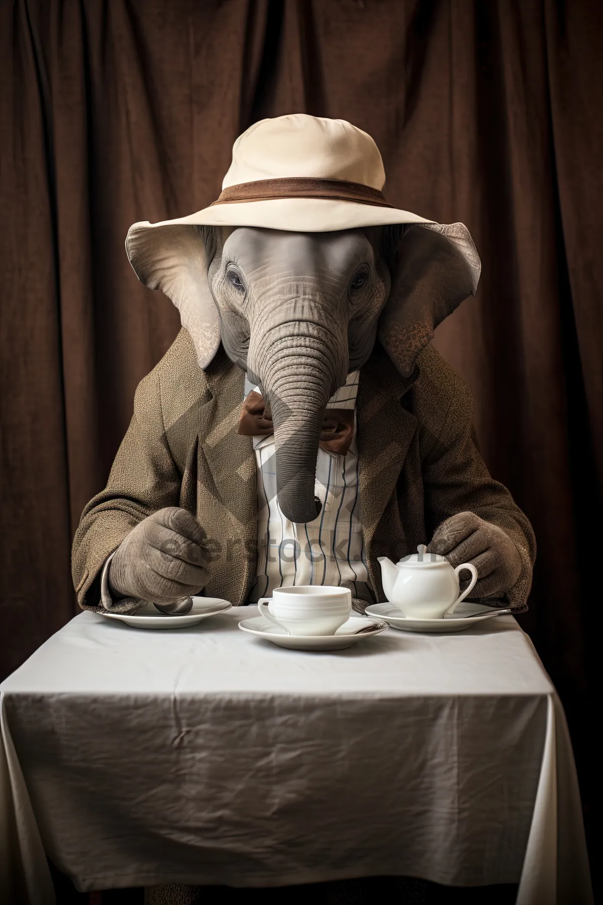 Picture of Elephant statue on safari trunk wildlife mammal.